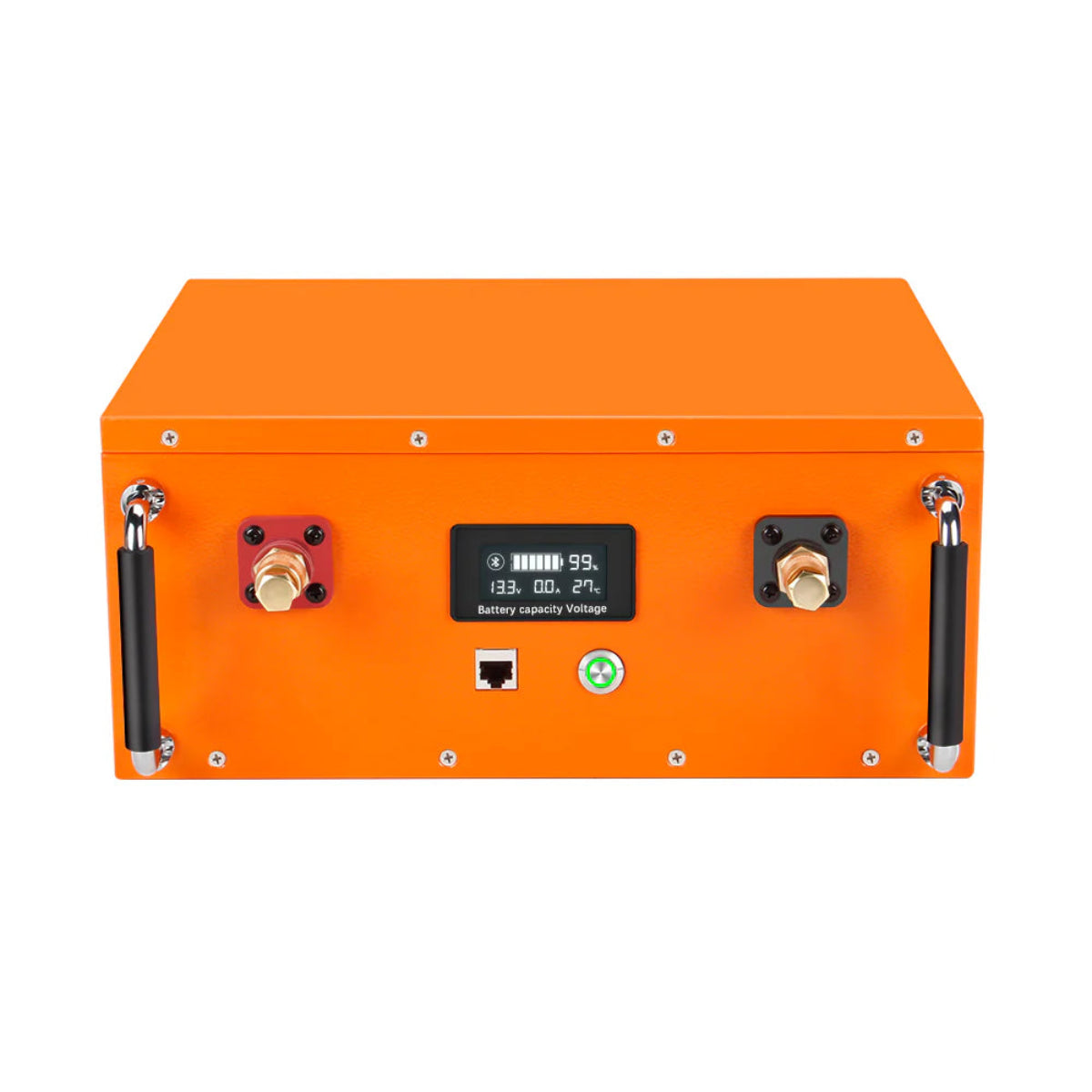 Creabest LiFePO4 12V 200Ah Bluetooth Batterie Metallgehäuse Frontalansicht Österreich