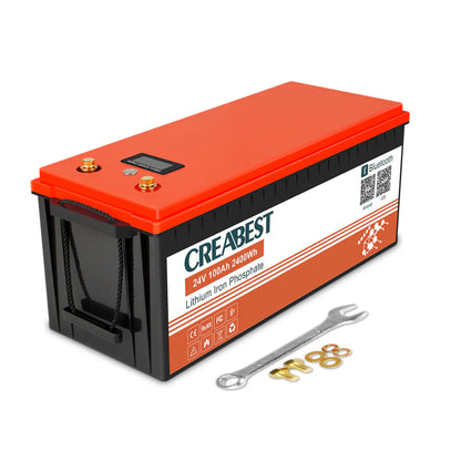 Creabest LiFePO4 24V 100Ah mit Label Spezifikationen für Österreich