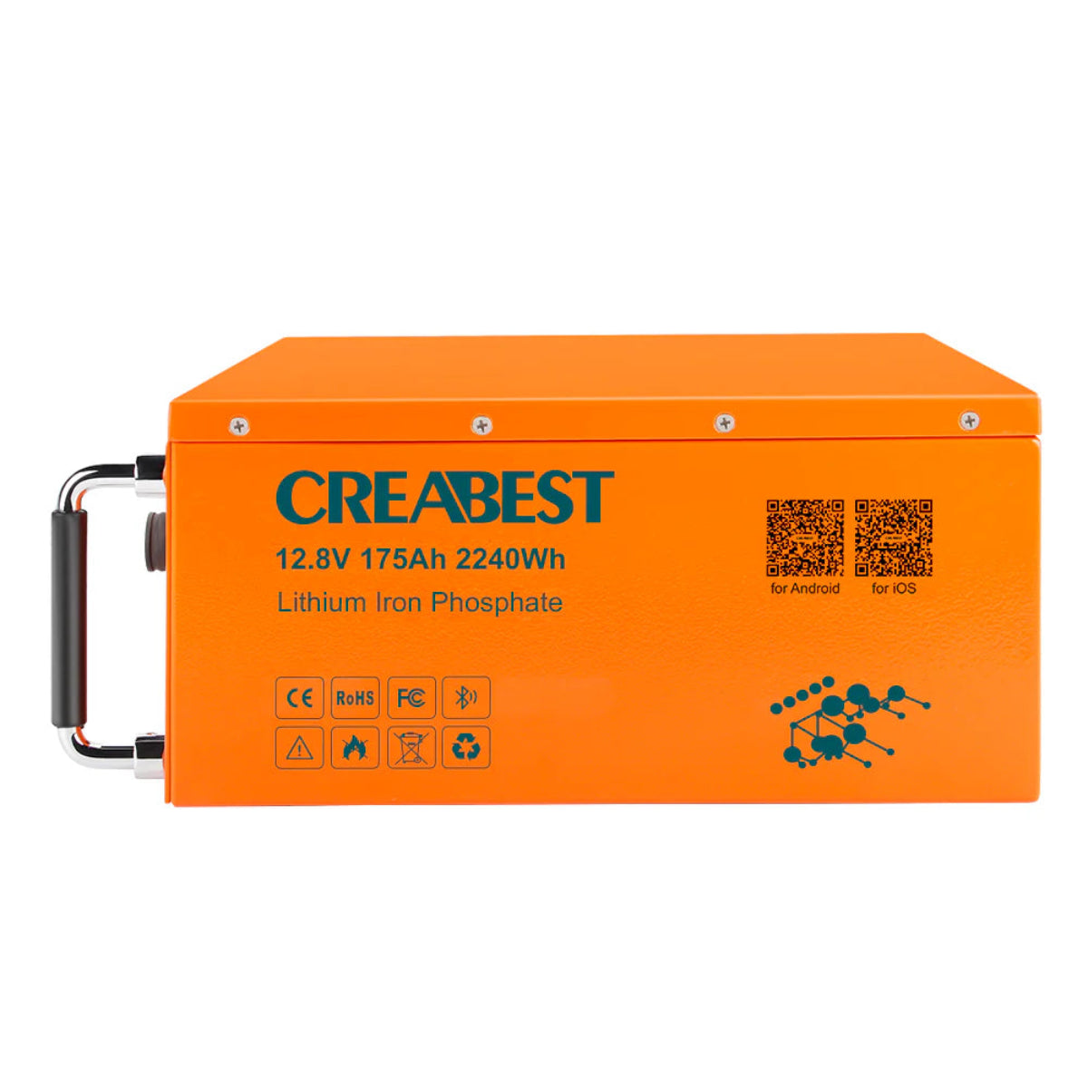 LiFePO4 12V 175Ah Bluetooth Batterie Rückseite mit Anschlüssen Österreich