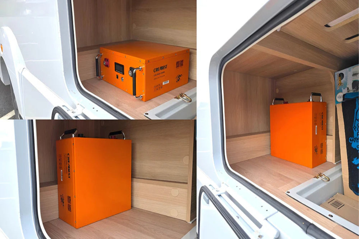LiFePO4 12V 200Ah Batterie Metallgehäuse Einbau im Van Österreich Camping