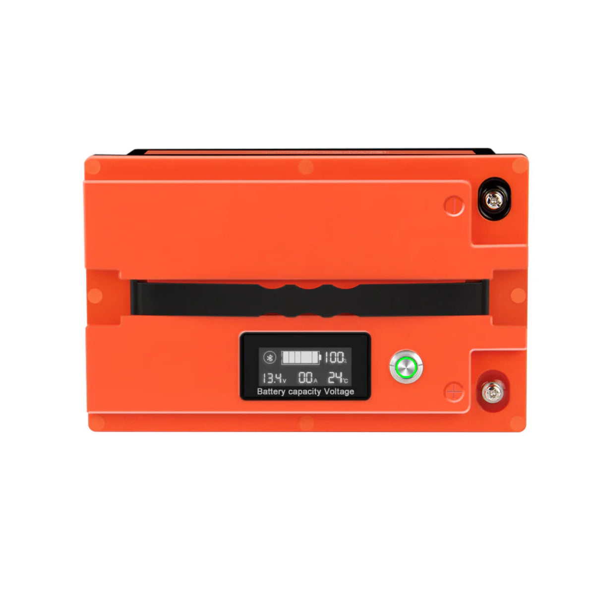 Nahaufnahme des Bluetooth-Anschlusses der LiFePO4 12V 50Ah Batterie in Österreich